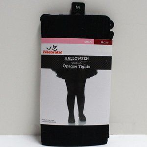Girls NWT Black Way To Celebrate! Halloween Opaque Tights Size M (7-8)